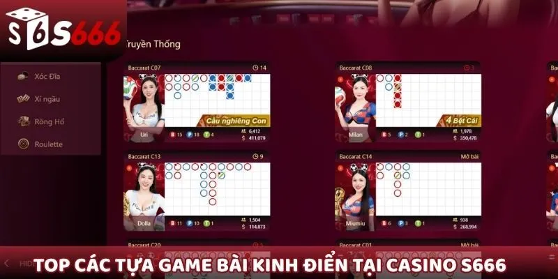 Top các tựa game bài kinh điển không thể bỏ qua tại Casino S666